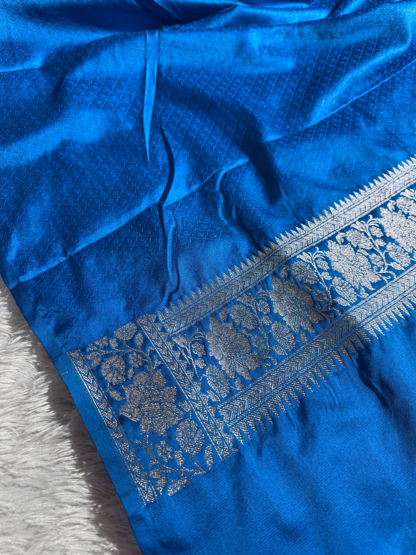 Sky blue premium Banarasi Mashru katan silk saree MK204