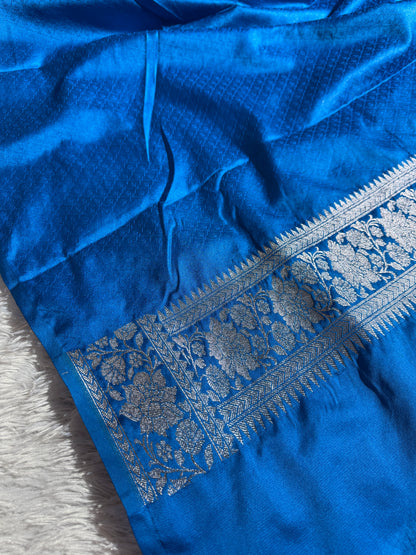 Sky blue premium Banarasi Mashru katan silk saree MK204