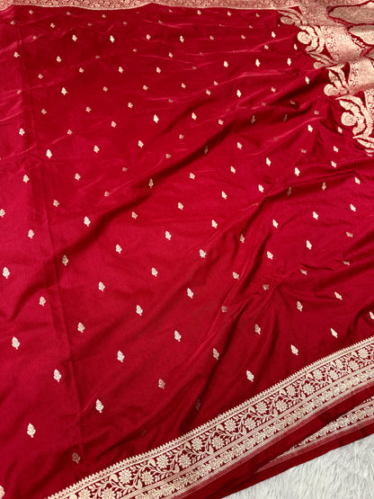 Maroon premium Banarasi Mashru katan silk saree MK164