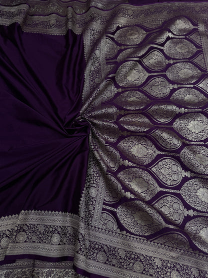 Purple premium Banarasi Mashru katan silk saree MK167