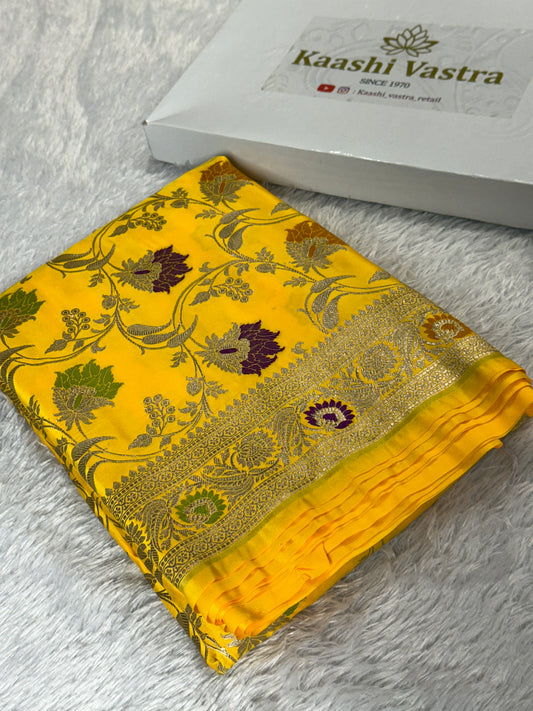 Haldi special premium tilfi Banarasi Mashru katan silk saree MK199