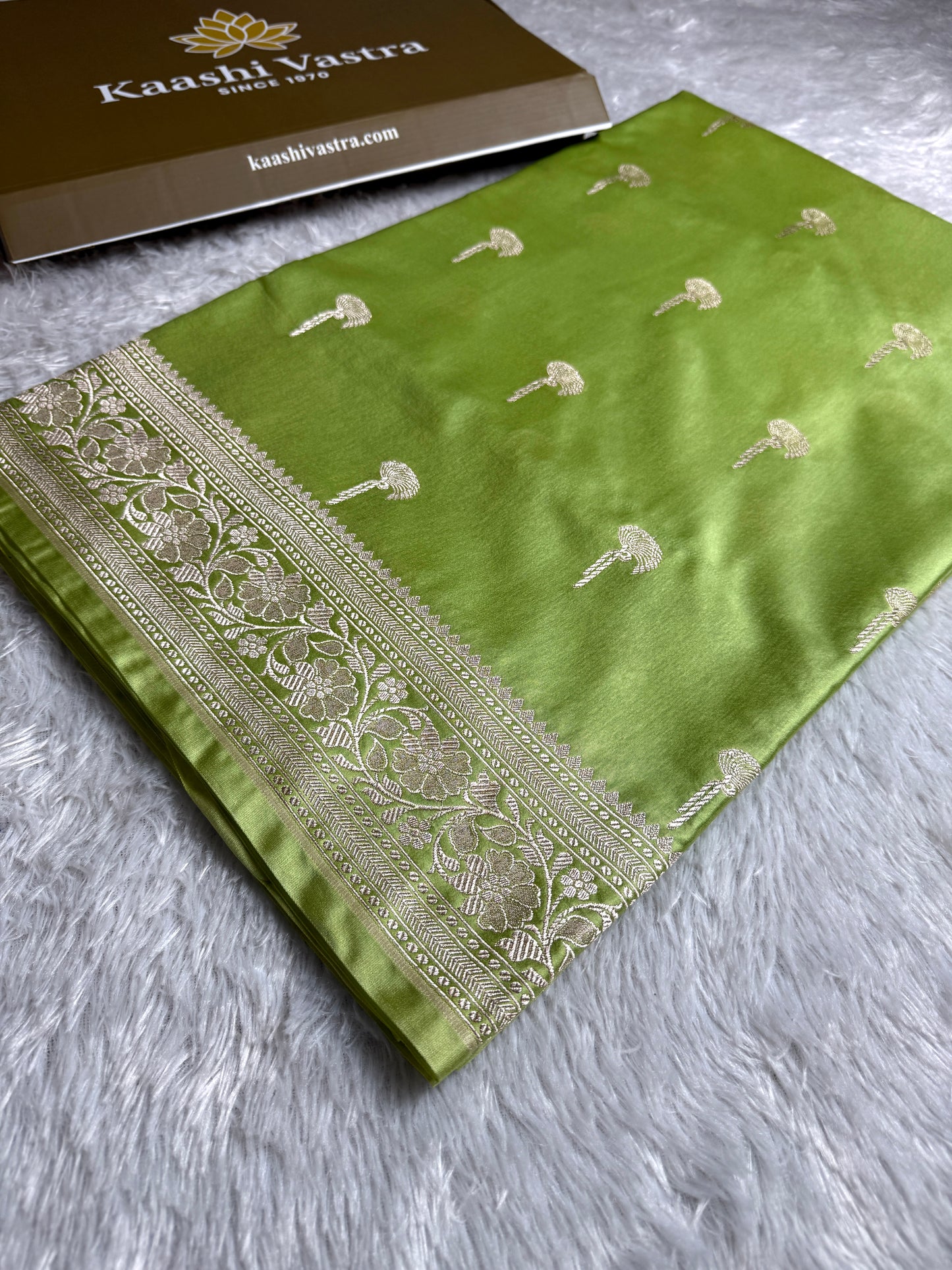 Pista color premium Banarasi Mashru katan silk saree MK224