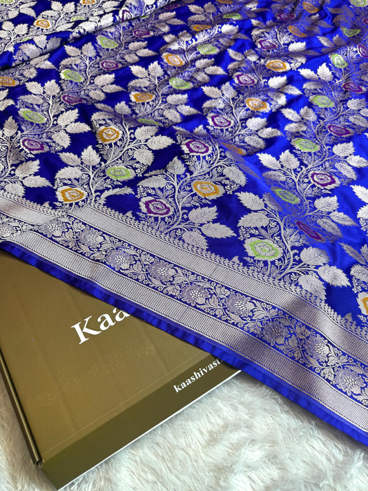 Royal blue premium tilfi Banarasi Mashru katan silk saree MK216
