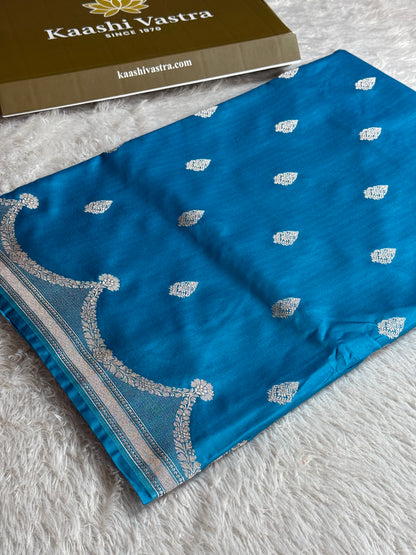 Sky blue premium Banarasi Mashru katan silk saree 228