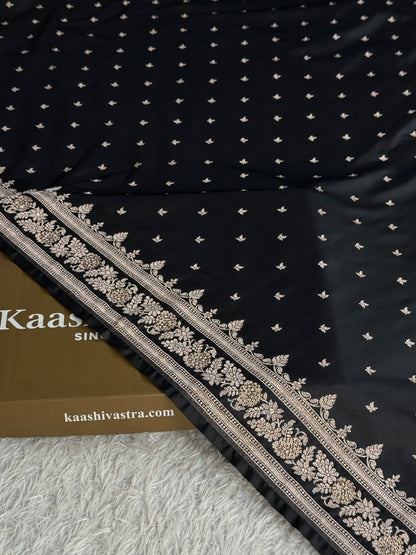 Black colour premium Banarasi Mashru katan silk saree MK226