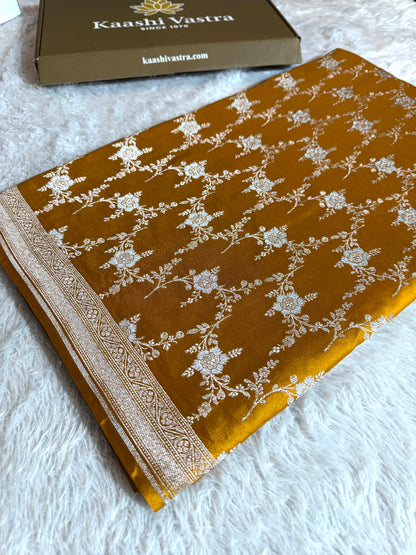 Mustard color premium Banarasi Mashru katan silk saree MK219