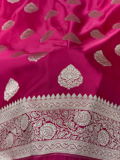 Rani pink premium Banarasi Mashru katan silk saree MK161
