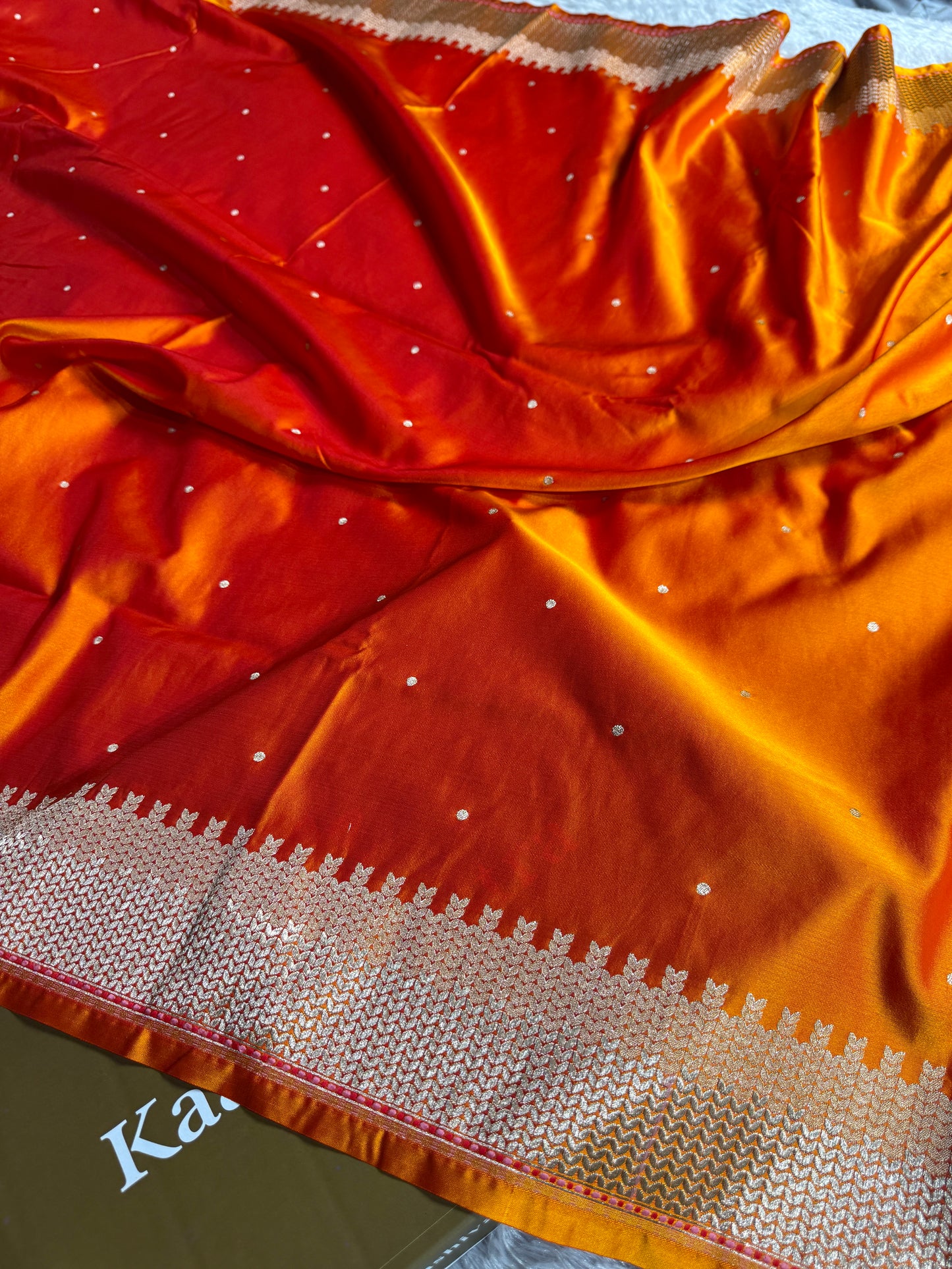 Orange color premium Banarasi Mashru katan silk saree MK229