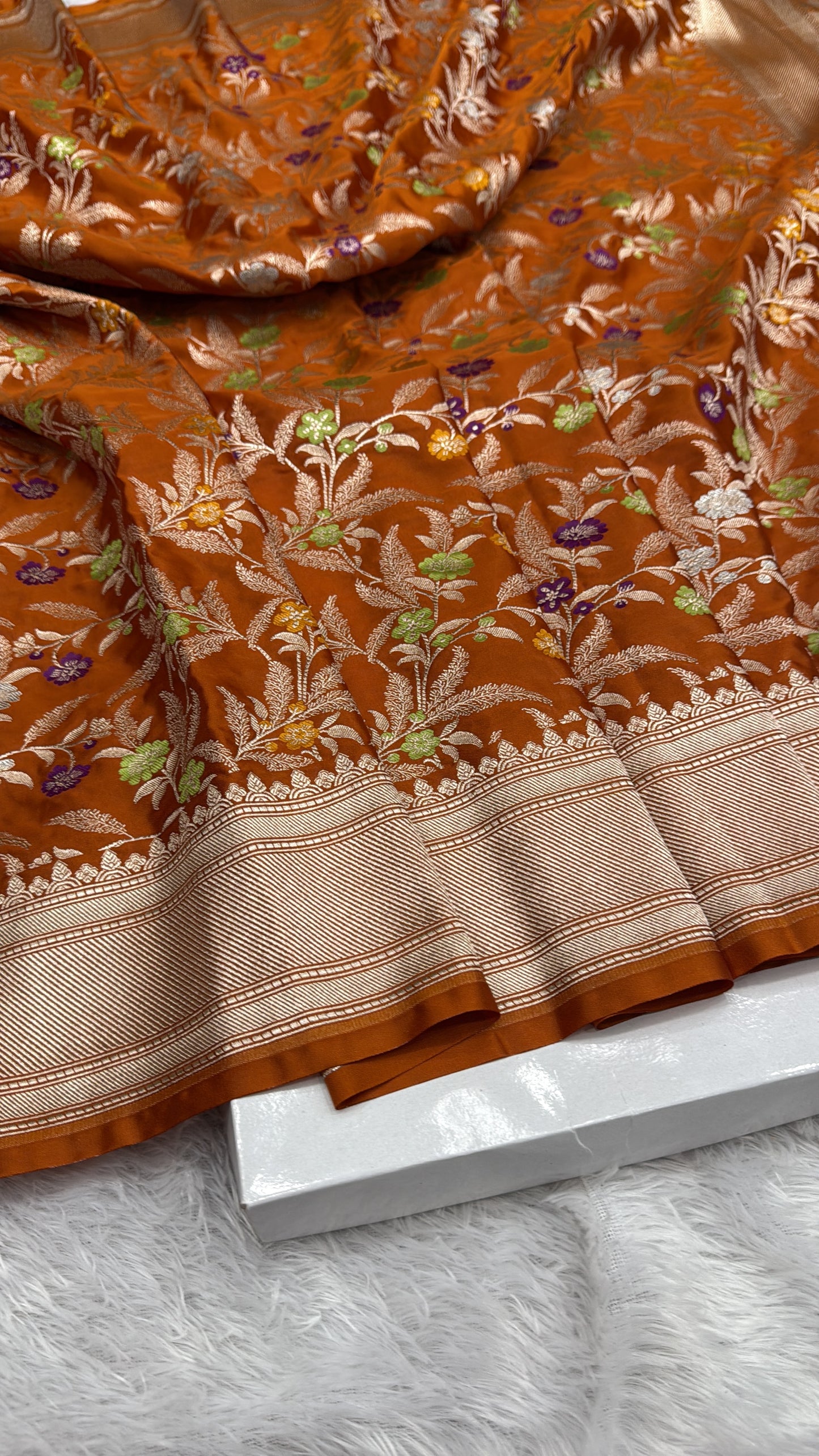 Mustard premium Banarasi tilfi Mashru katan silk saree MK184