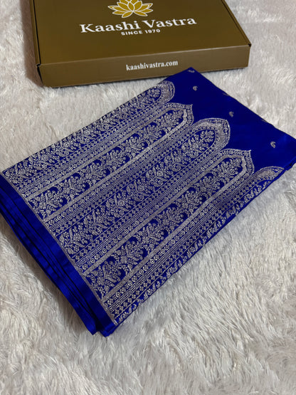 Royal blue premium Banarasi Mashru katan silk saree MK189