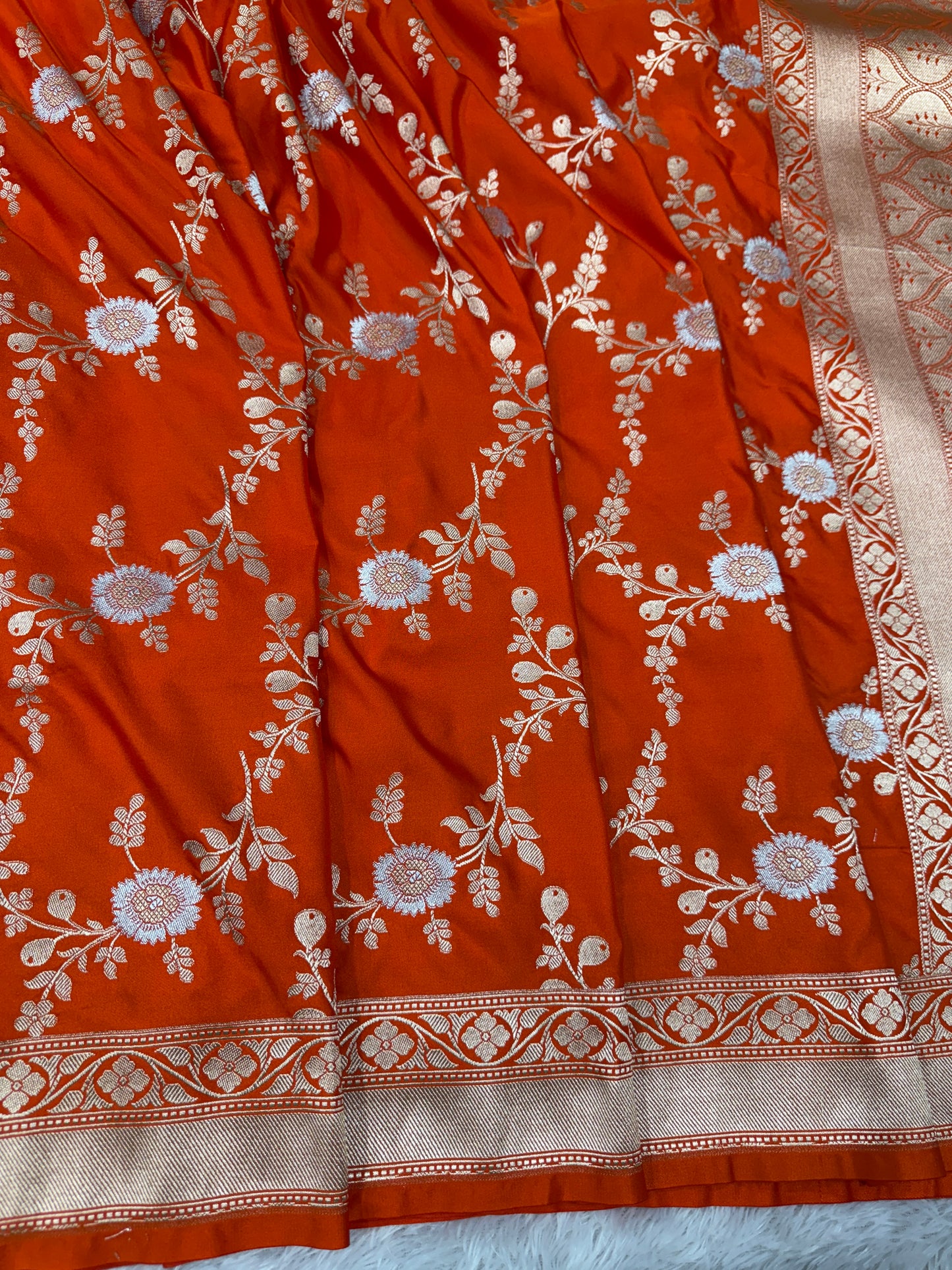 Orange premium Banarasi Mashru katan silk saree MK174