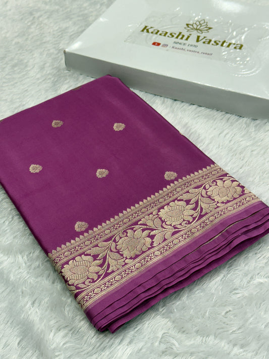 Onion pink premium Banarasi Mashru katan silk saree MK186