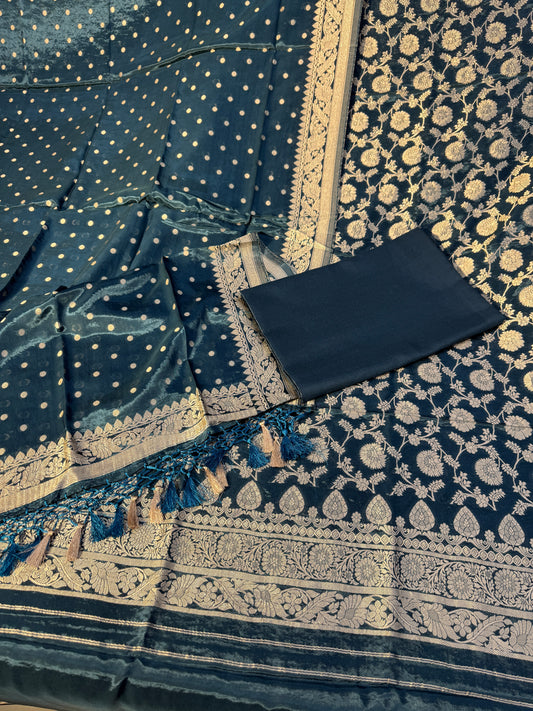 Banarasi katan suit with golden ZARI weaving KS102