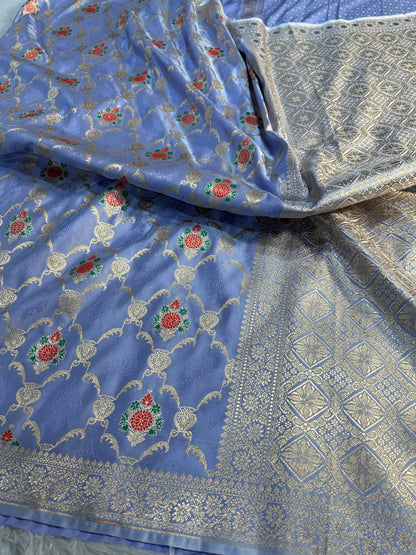 Lavender Banarasi Mashru katan silk saree MK160