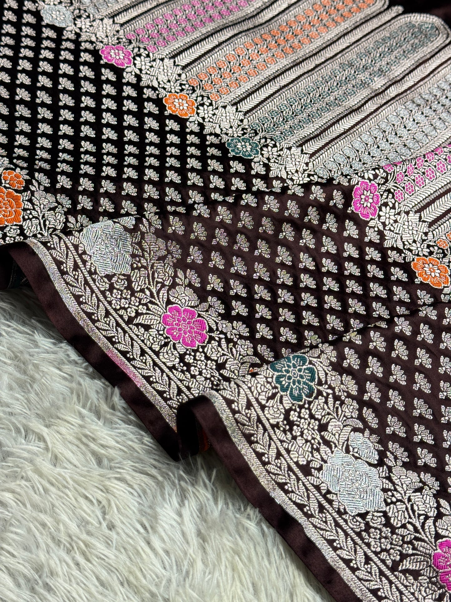 Coffee brown premium tilfi Mashru katan silk saree MK247