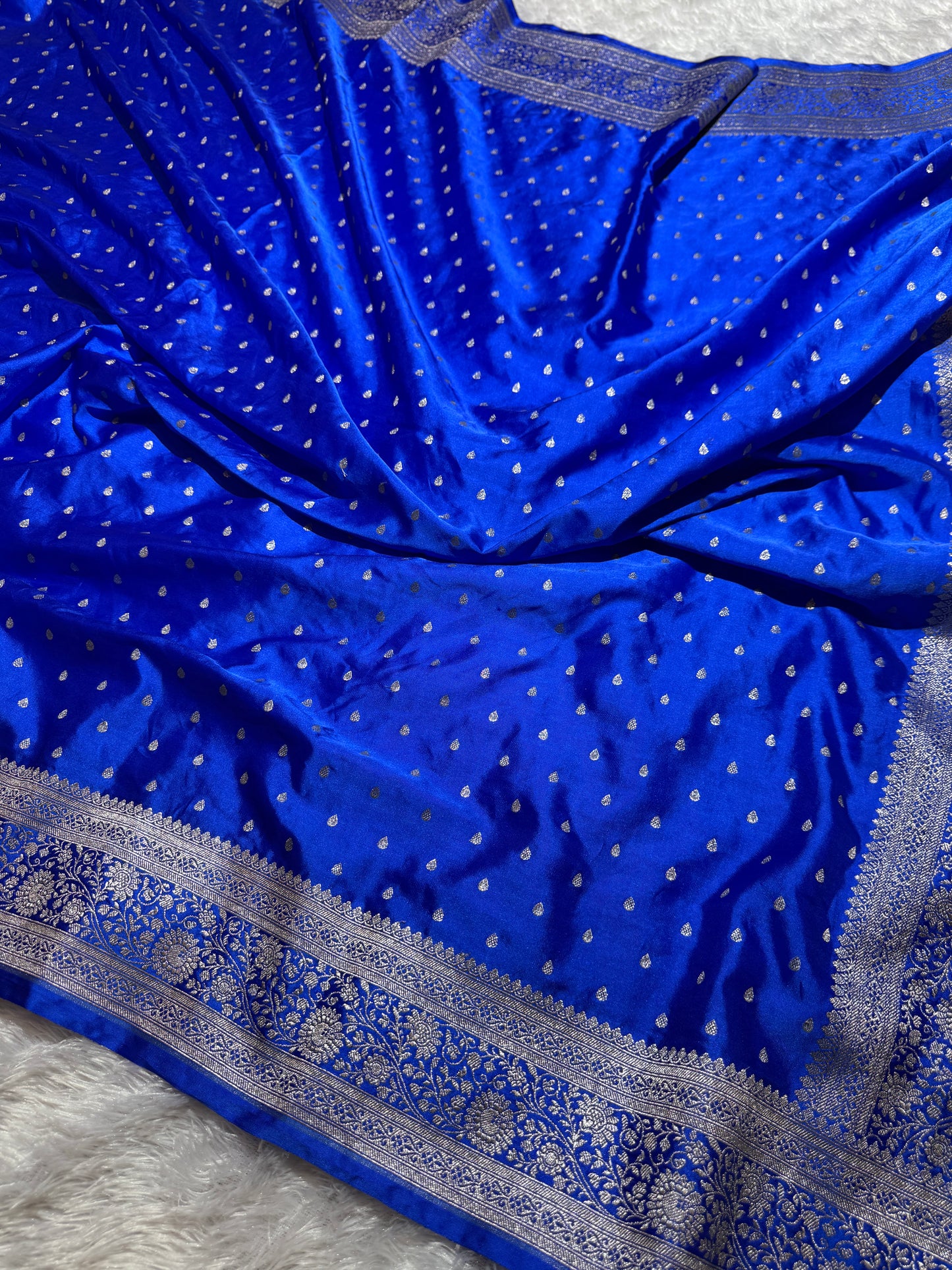 Royal blue premium Banarasi Mashru katan silk saree MK159