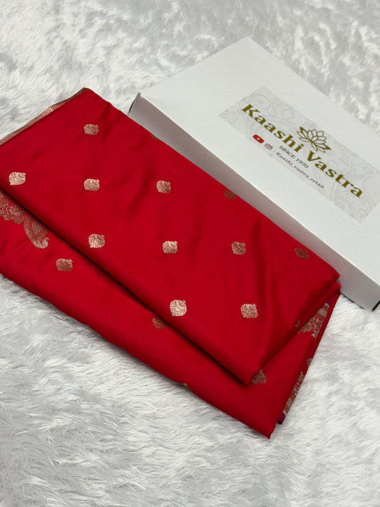 Red premium Banarasi Mashru katan silk saree MK192