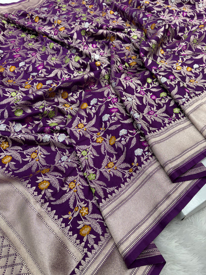 Purple premium Banarasi Mashru katan silk saree MK184