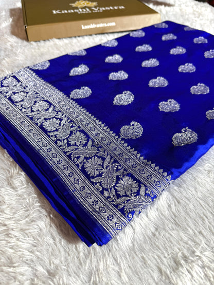 Royal blue premium Banarasi Mashru katan silk saree MK220
