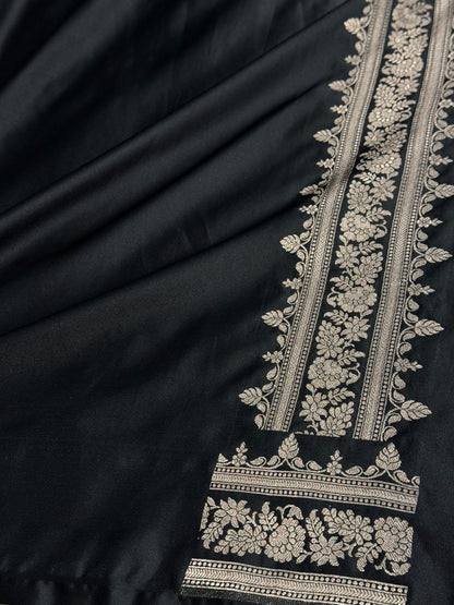 Black colour premium Banarasi Mashru katan silk saree MK226