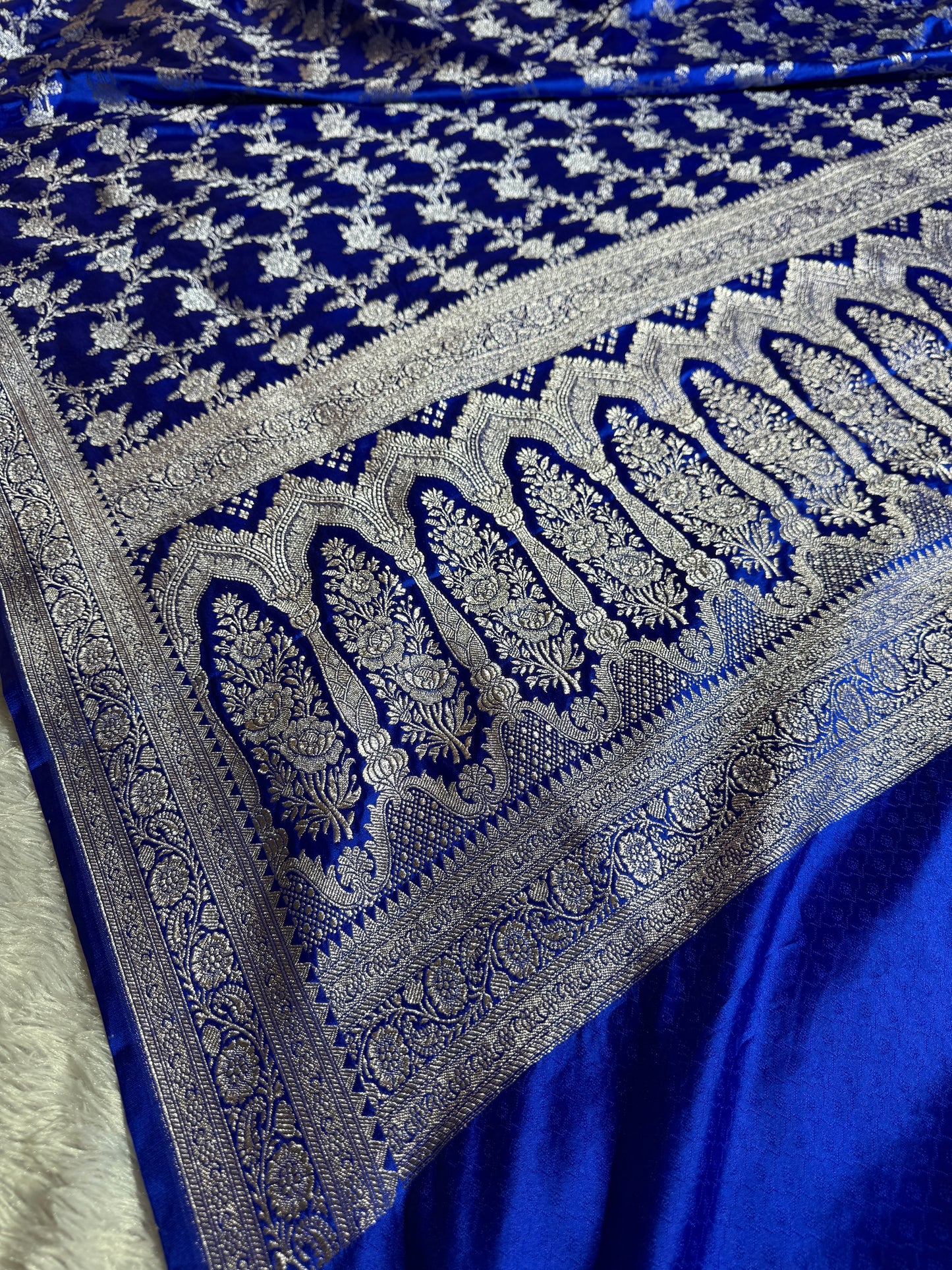 Royal blue premium Banarasi Mashru katan silk saree MK214
