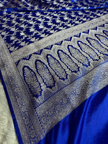 Royal blue premium Banarasi Mashru katan silk saree MK214