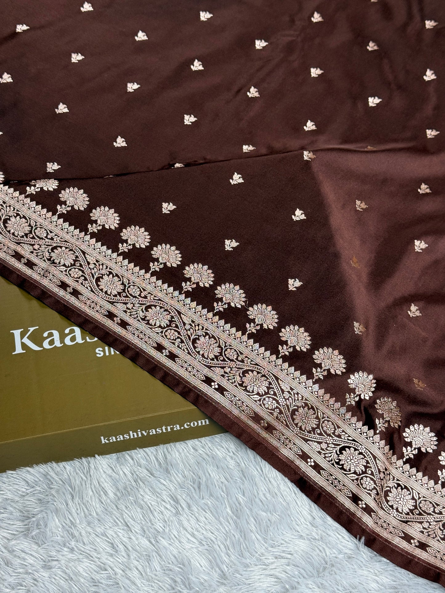 Coffee brown color premium Banarasi Mashru katan silk saree MK266