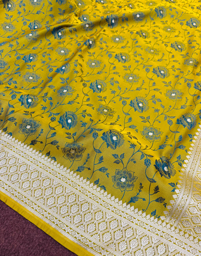 Mahanadi green premium Banarasi Mashru katan silk saree MK213