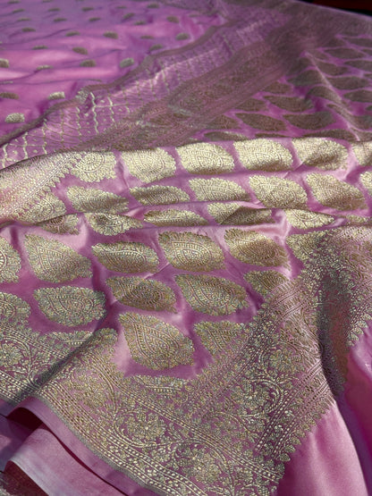 Pink Banarasi Mashru katan silk saree MK157