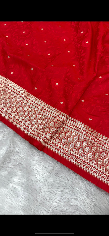 Red premium Banarasi tanchui Mashru katan silk saree MK213