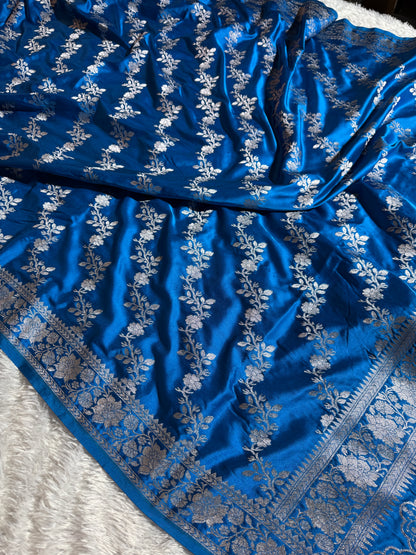 Sky blue premium Banarasi Mashru katan silk saree MK204