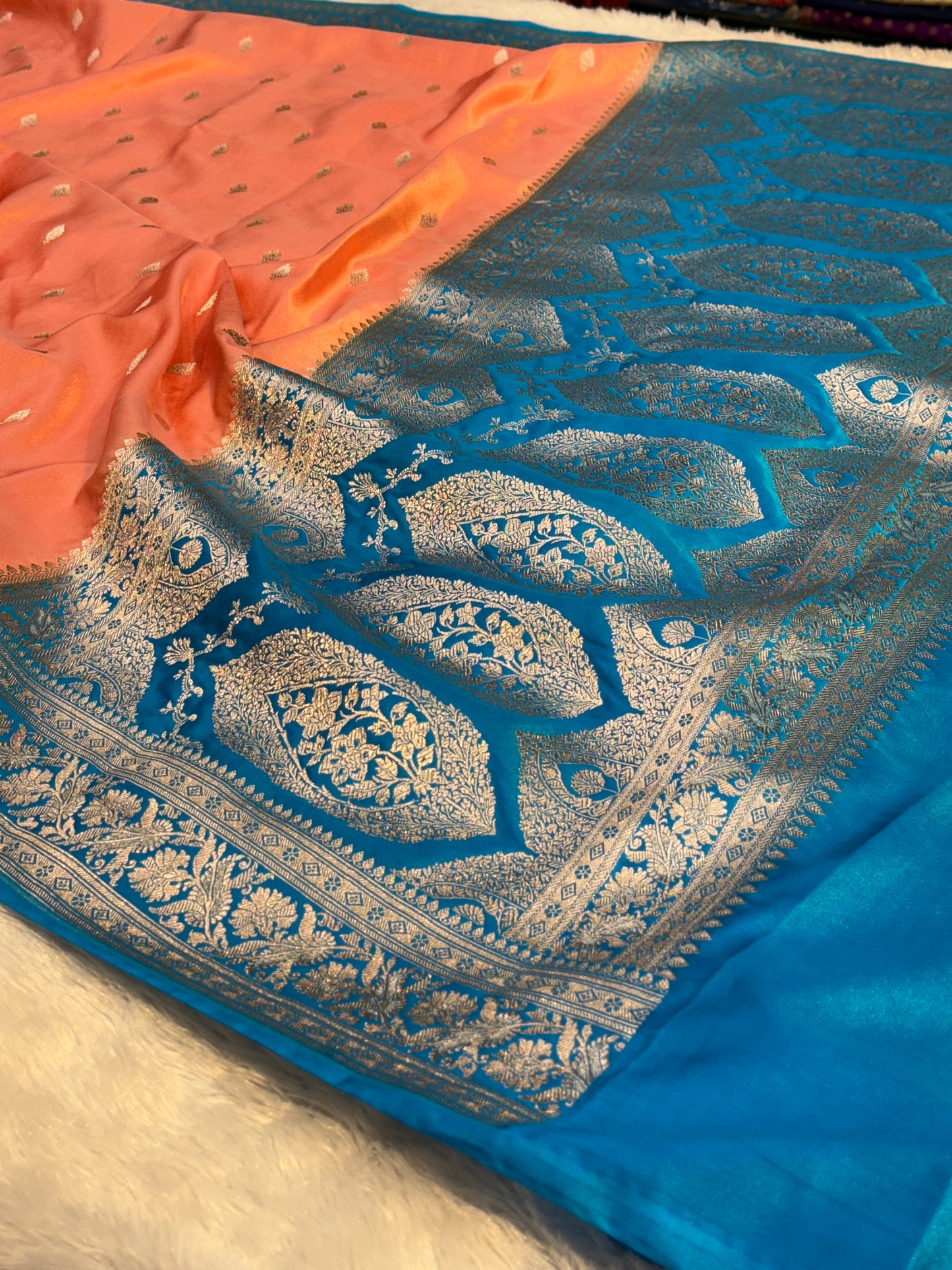 Premium contrast Banarasi Mashru katan silk saree MK182