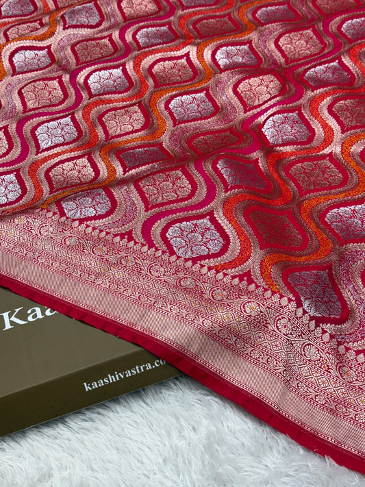 Rani pink premium Banarasi Mashru katan silk saree MK206