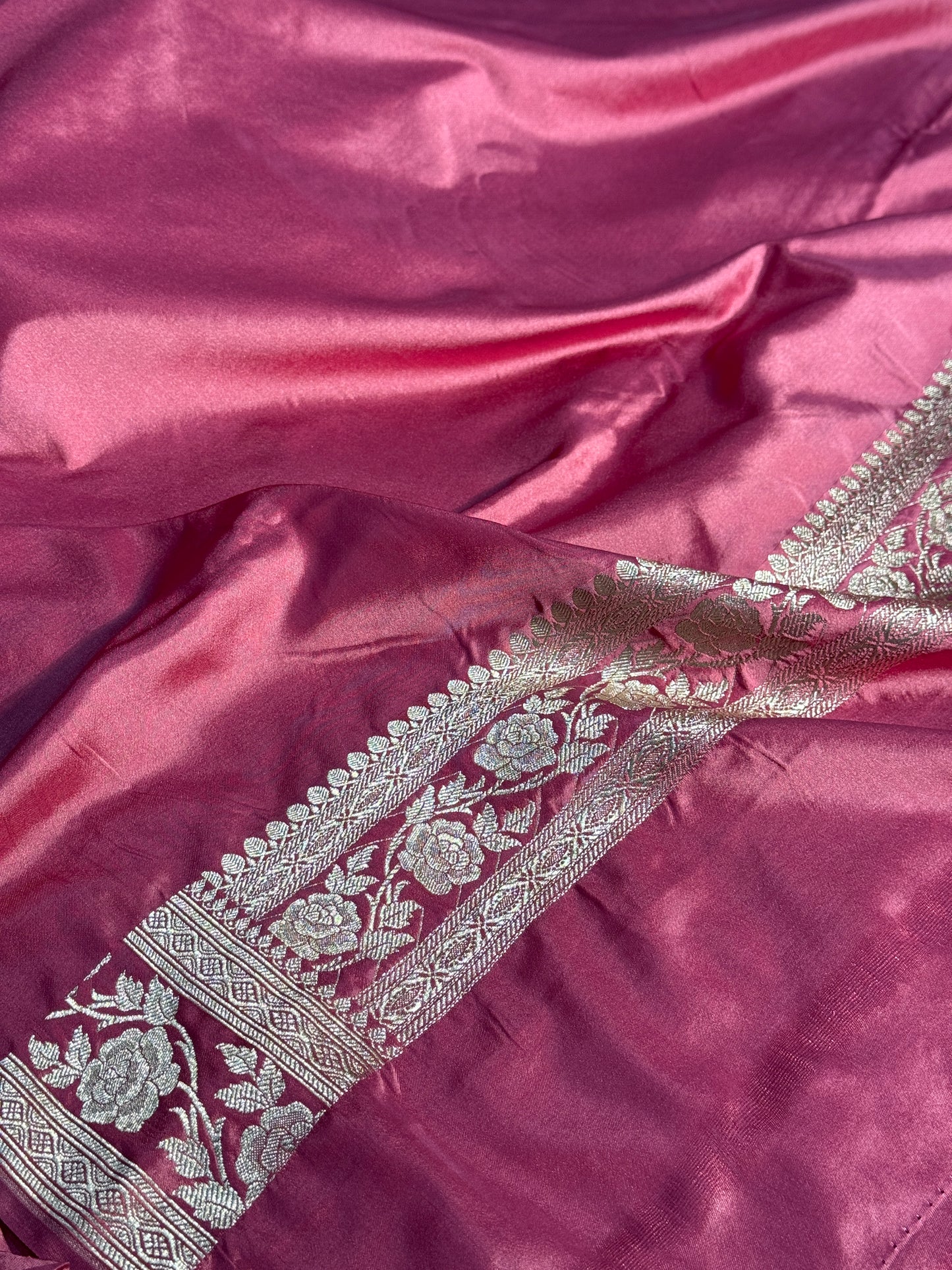 Onion pink color Banarasi Mashru katan silk saree MK156