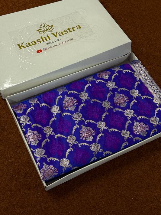 Blue Banarasi Mashru katan silk saree MK166