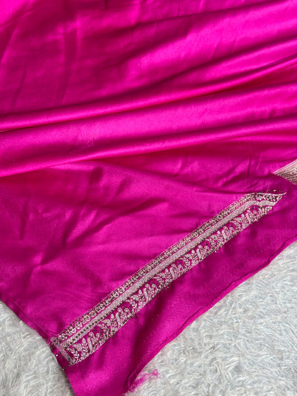 Rani pink colour premium Banarasi Mashru katan silk saree MK268