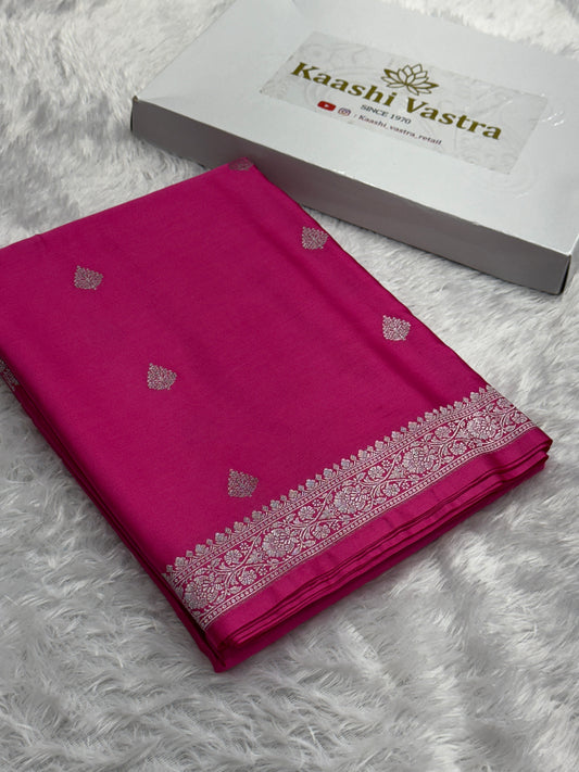 Rani pink premium Banarasi Mashru katan silk saree MK201