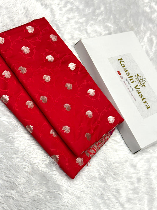 Red premium Banarasi Mashru katan silk saree MK190