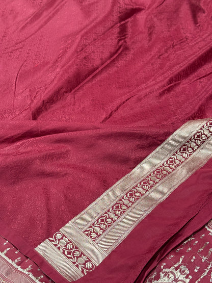 Premium maroon Banarasi Mashru katan silk saree MK165
