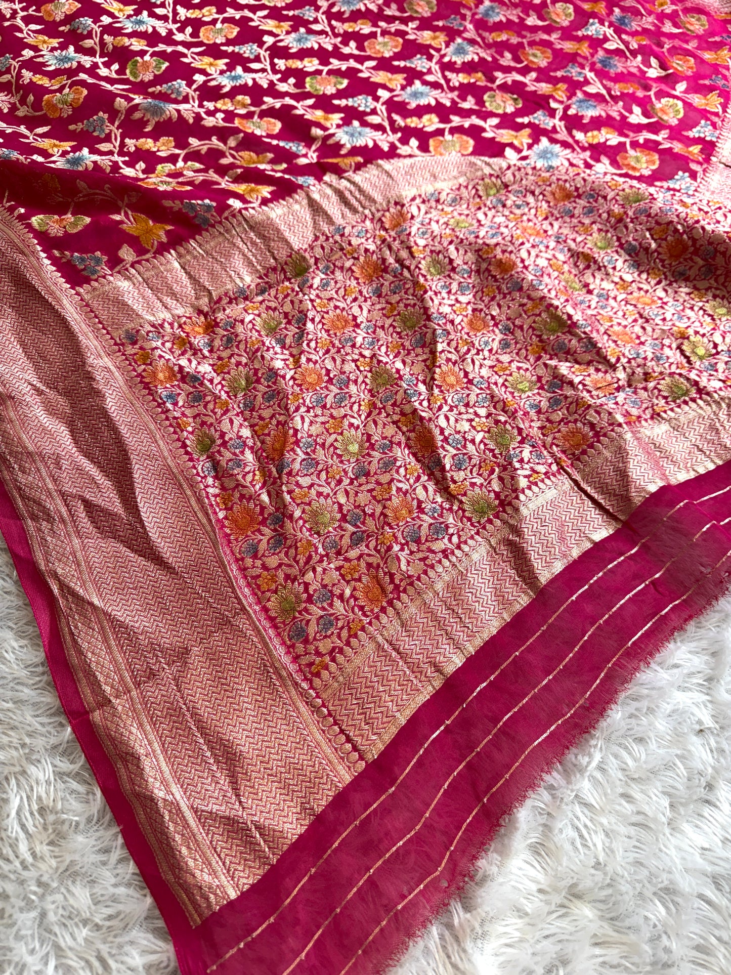 Premium hand brush Banarasi pure viscos georgette silk saree PBV101