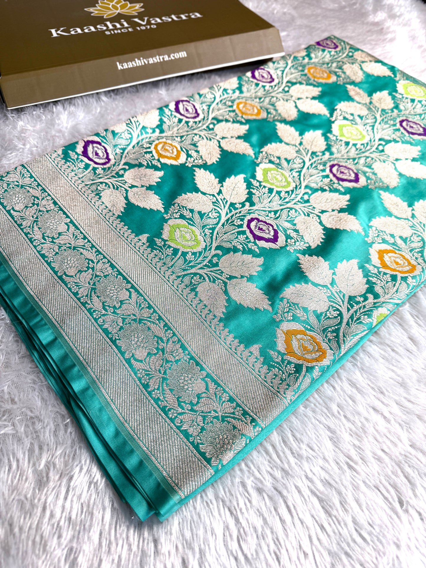 Sea green premium Banarasi Mashru katan silk saree MK216