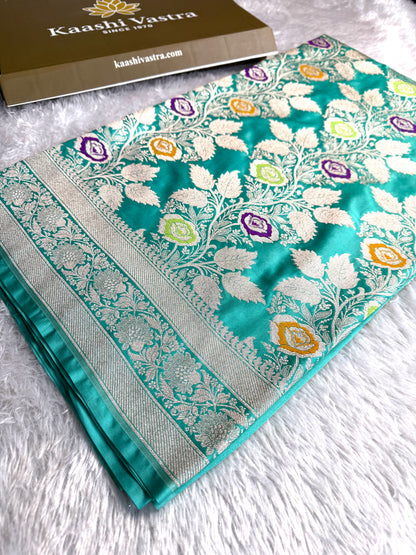 Sea green premium Banarasi Mashru katan silk saree MK216