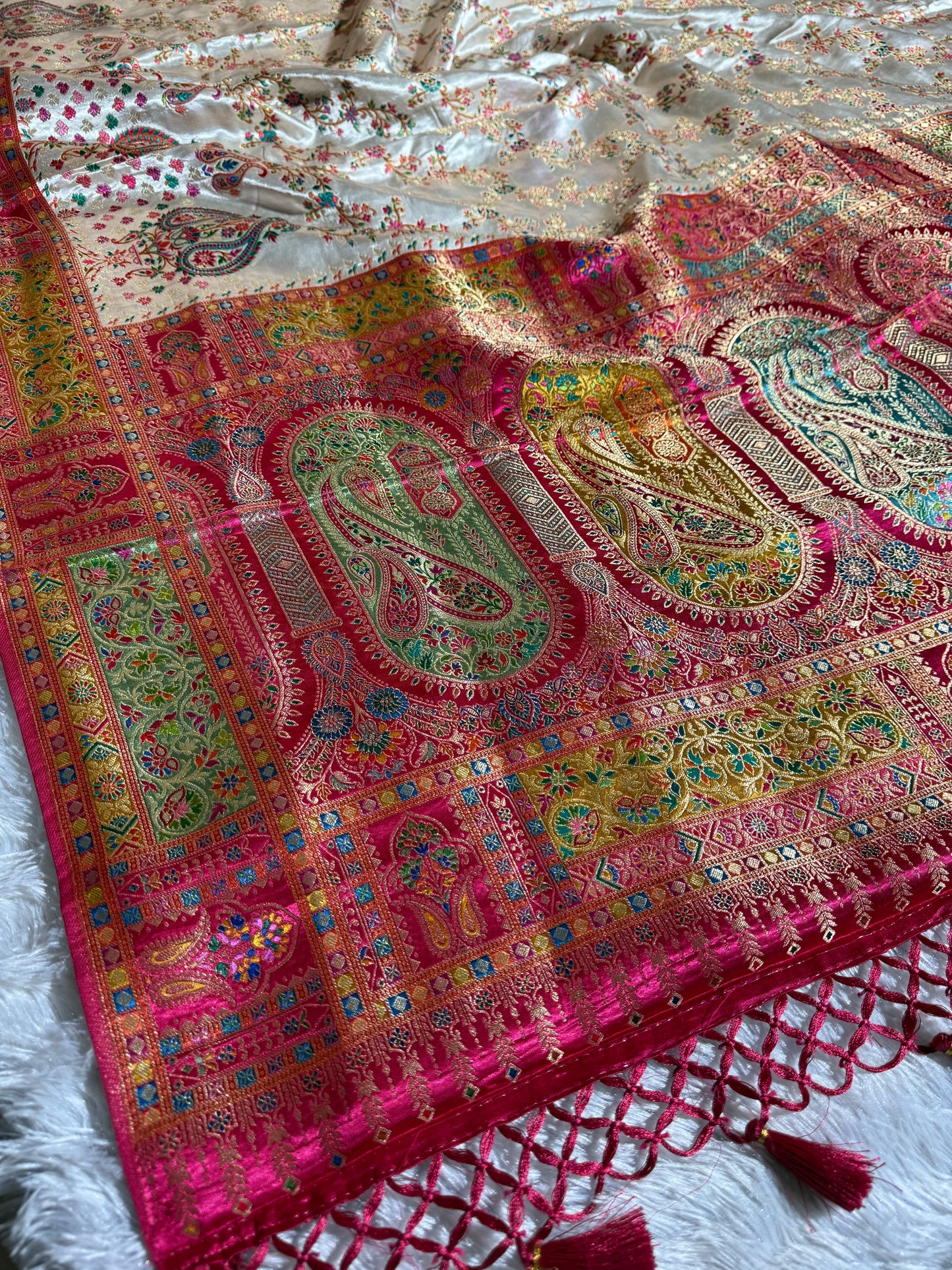 Premium Banarasi pure soft satin pashmina silk saree DS109