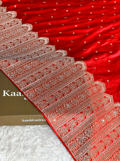 Bridal Red colour premium Banarasi Mashru katan silk saree MK268