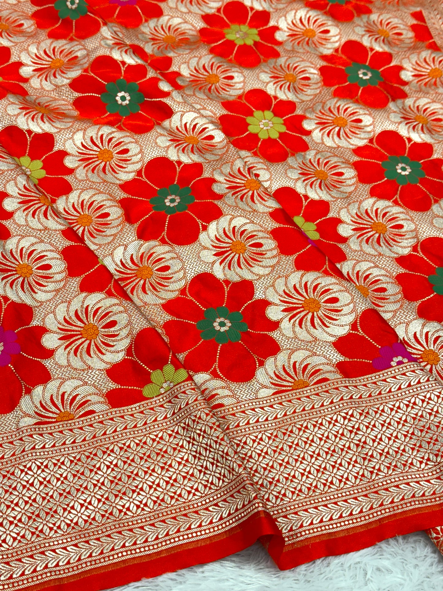 Orange premium Banarasi Mashru katan silk saree MK187