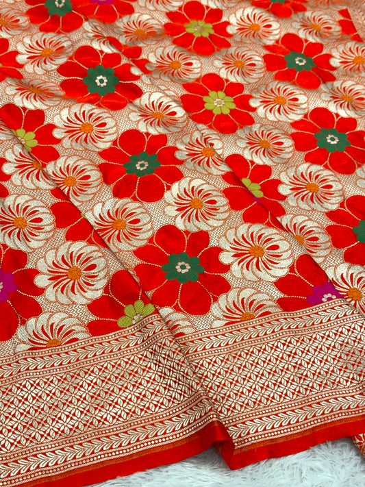 Orange premium Banarasi Mashru katan silk saree MK187