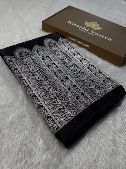 Black premium Banarasi Mashru katan silk saree MK189