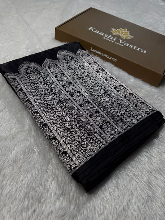 Black premium Banarasi Mashru katan silk saree MK189