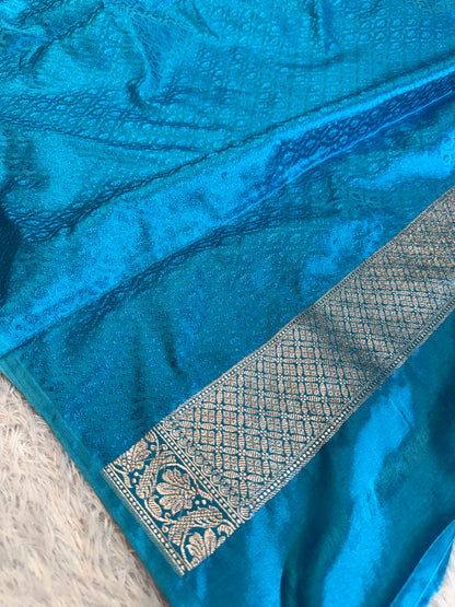 Sky blue premium Banarasi Mashru katan silk saree MK226