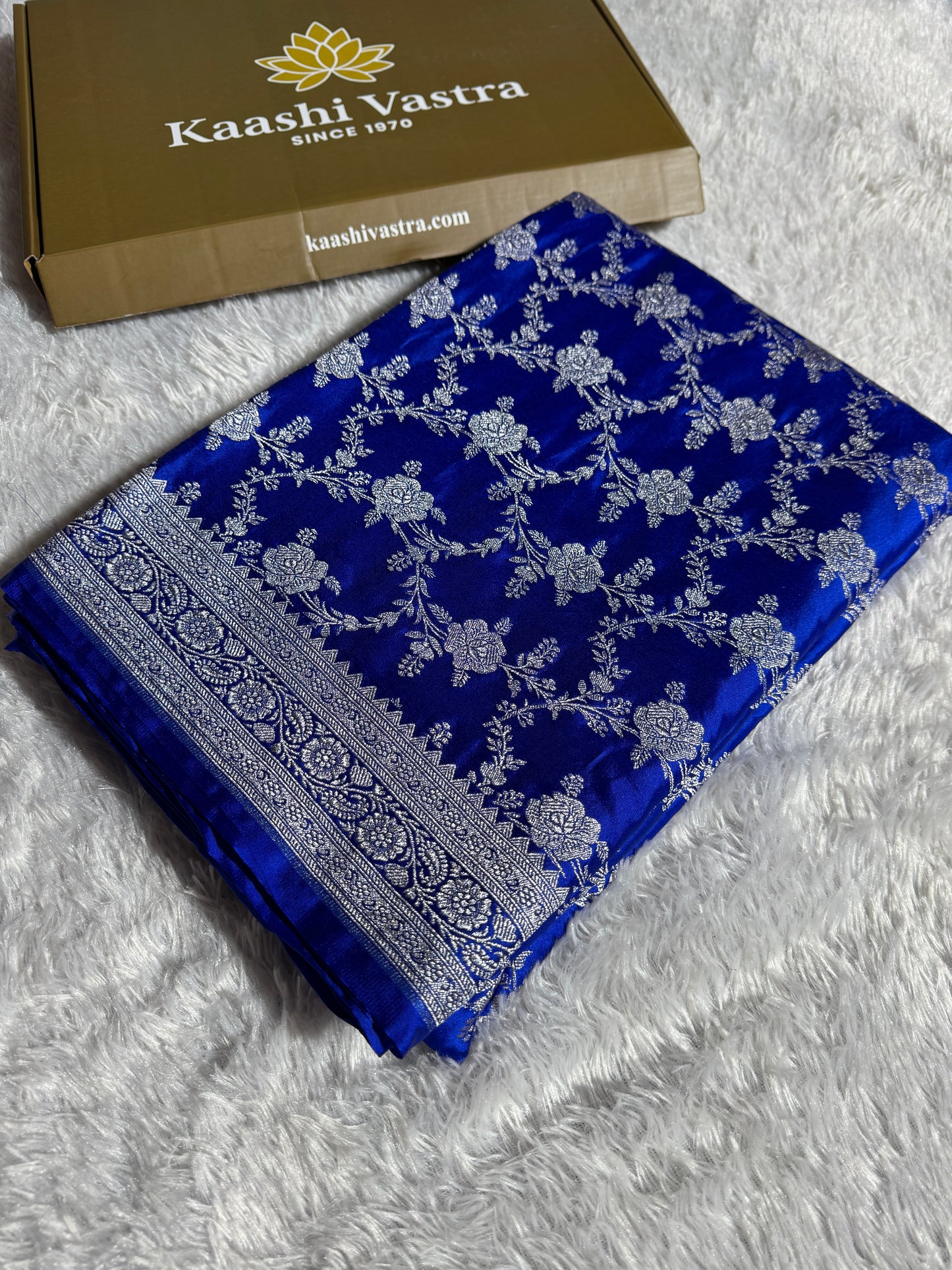 Royal blue premium Banarasi Mashru katan silk saree MK214